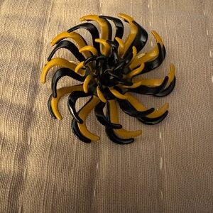 Yellow and Black flower brooch